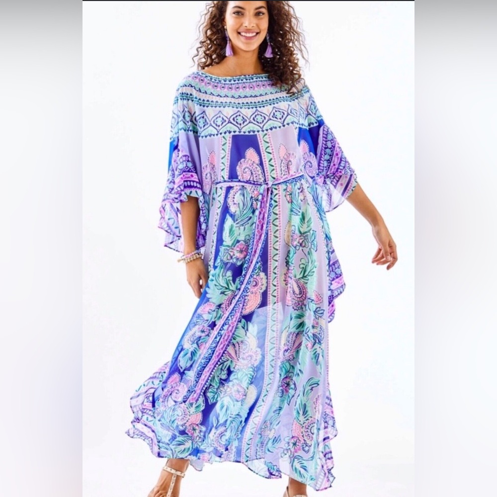 NWT Lilly Pulitzer Monnae Midi Caftan in Moroccan Mint size S/M